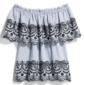 Embroidered Off the Shoulder Top Summer Br…